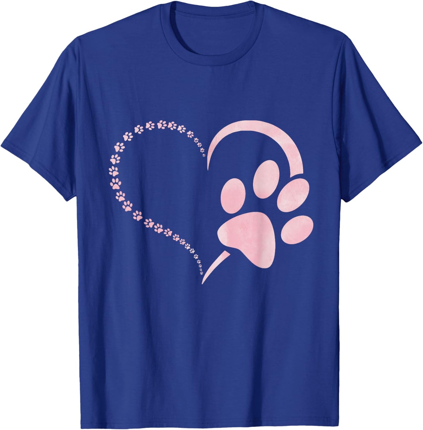 Light Pink Watercolor Dog paw Print Heart Paws Dog Lovers T-Shirt - T-Shirt | Royal