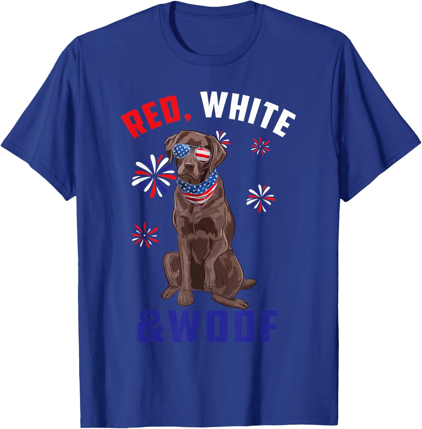 Red White And Woof Chocolate Labrador Dog Lover 4th Of July Men T-Shirt - T-Shirt | Royal