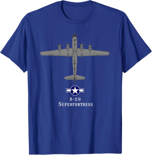 B-29 Superfortress Tech Drawing WWII Bomber T-Shirt - T-Shirt | Royal