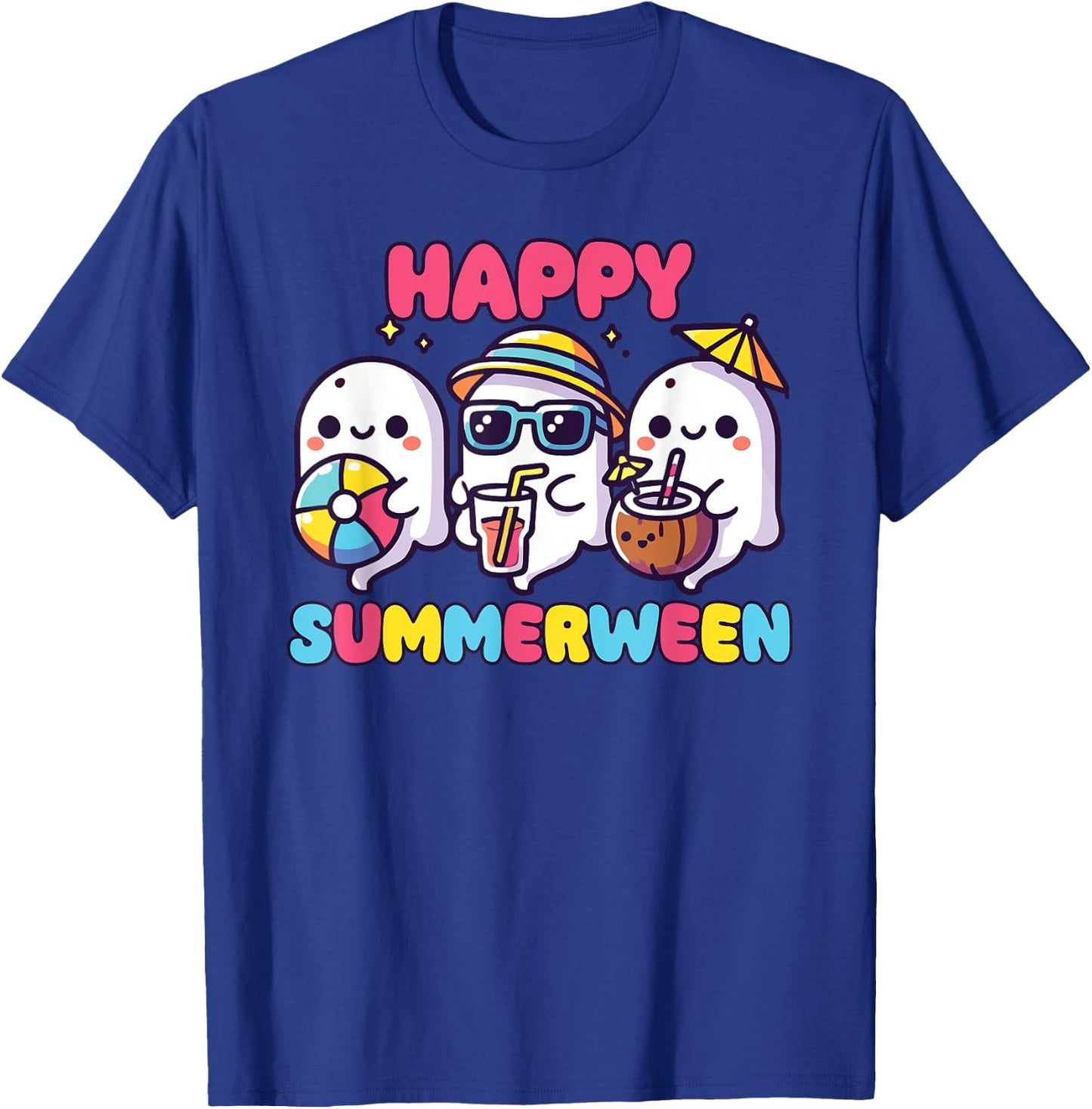 Happy Summerween Summer Halloween Ghost T-Shirt - T-Shirt | Royal