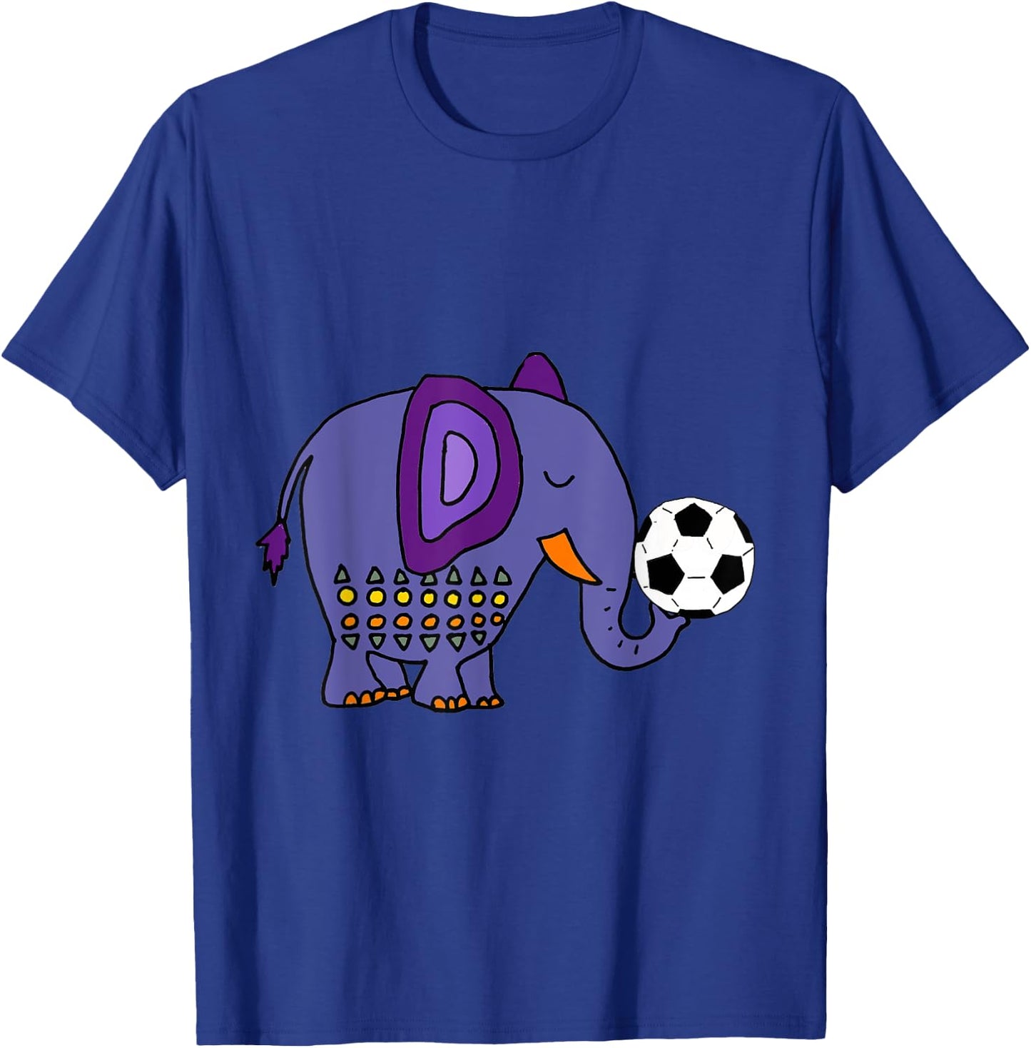 SmileteesAnim Funny Blue Elephant Playing Soccer T-Shirt - T-Shirt | Royal
