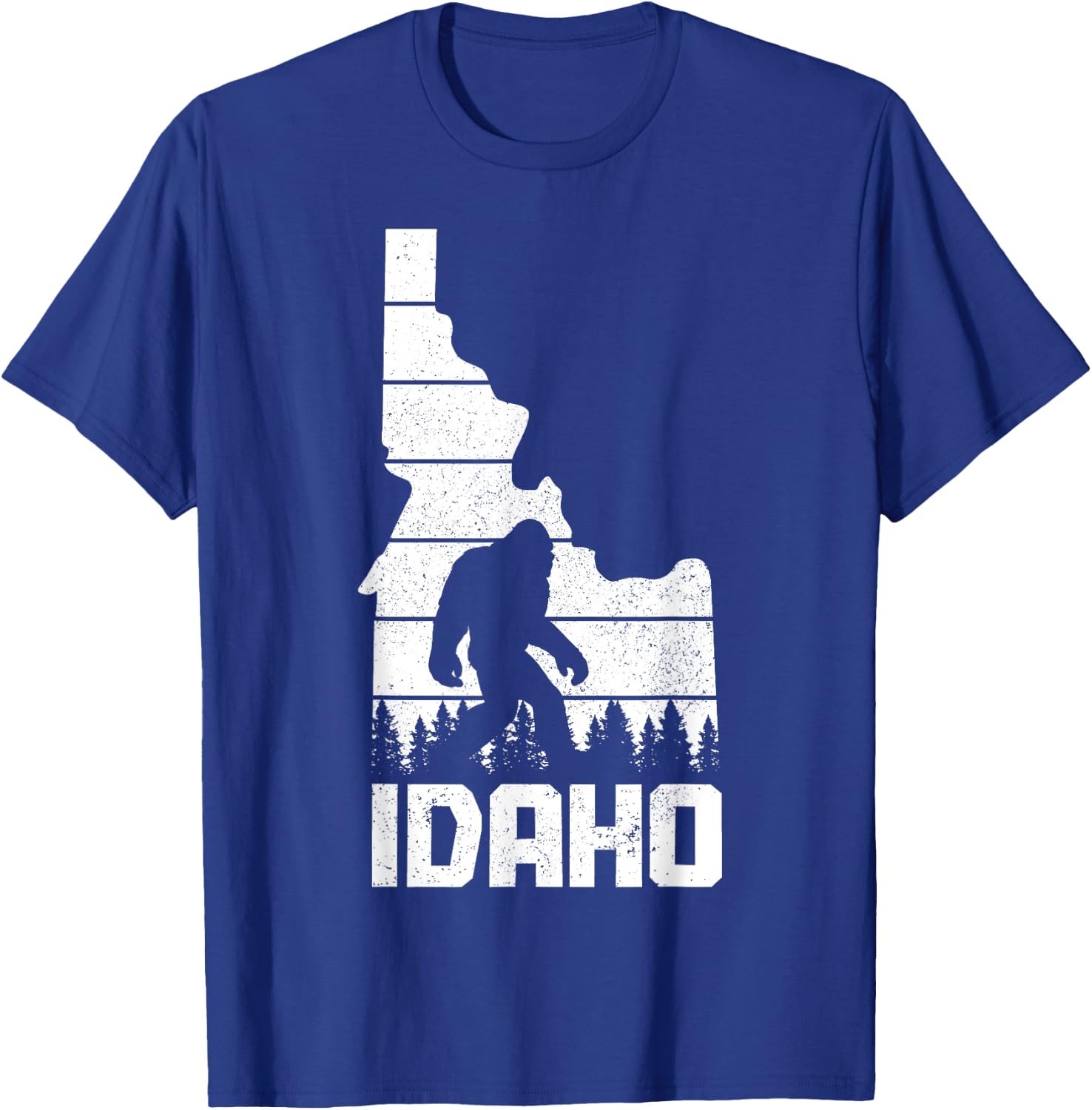 Idaho Bigfoot State Map Hunting Hunter Funny Pride Vintage T-Shirt - T-Shirt | Royal