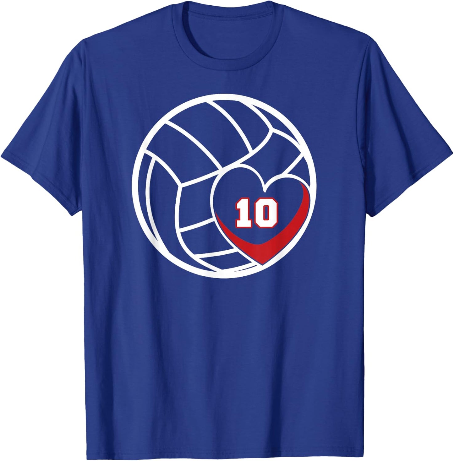 Volleyball Jersey Number 10 Design Player Mom Game Day T-Shirt - T-Shirt | Royal