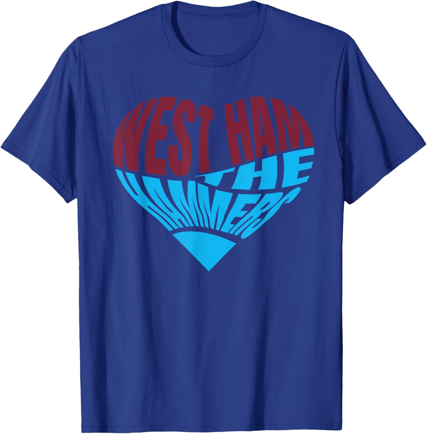 The Hammers Heart - West Ham Fan Typography Design T-Shirt - T-Shirt | Royal