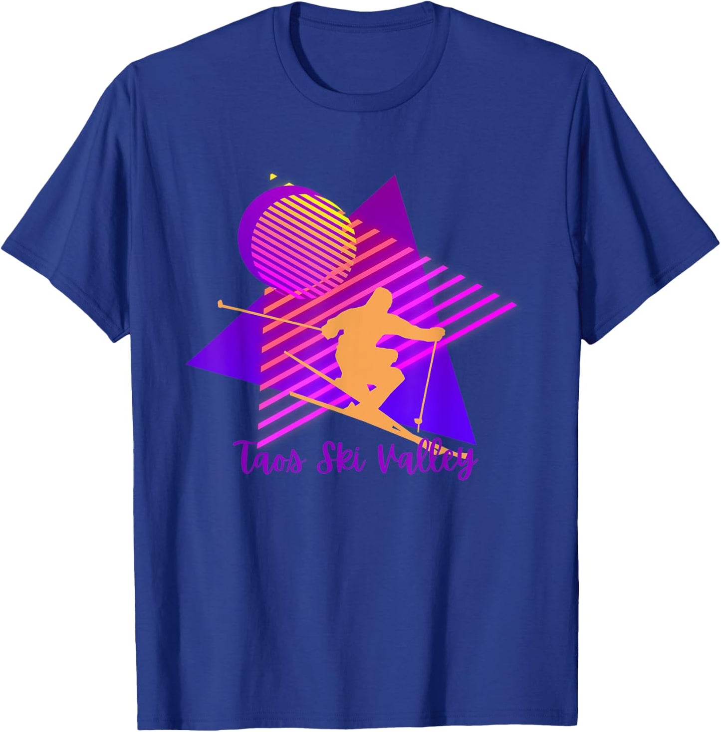 80s Pink and Purple Taos Ski Valley New Mexico Skiing T-Shirt - T-Shirt | Royal