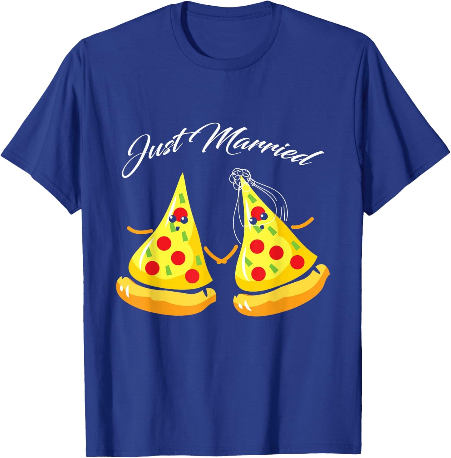 Just Married Pizza Slice - Foodie Groom and Bride T-Shirt - T-Shirt | Royal