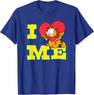 Garfield I Heart Me Funny Block Letters Love Cat Cartoon T-Shirt - T-Shirt | Royal