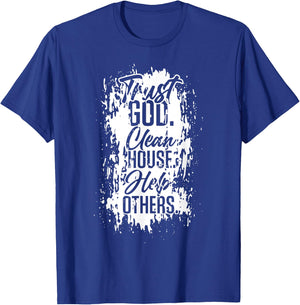 Vintage Trust God Clean House Help Others Alcoholic AA T-Shirt - T-Shirt | Royal