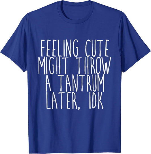 Feeling Cute, Might Throw A Tantrum Later, Idk T-Shirt - T-Shirt | Royal