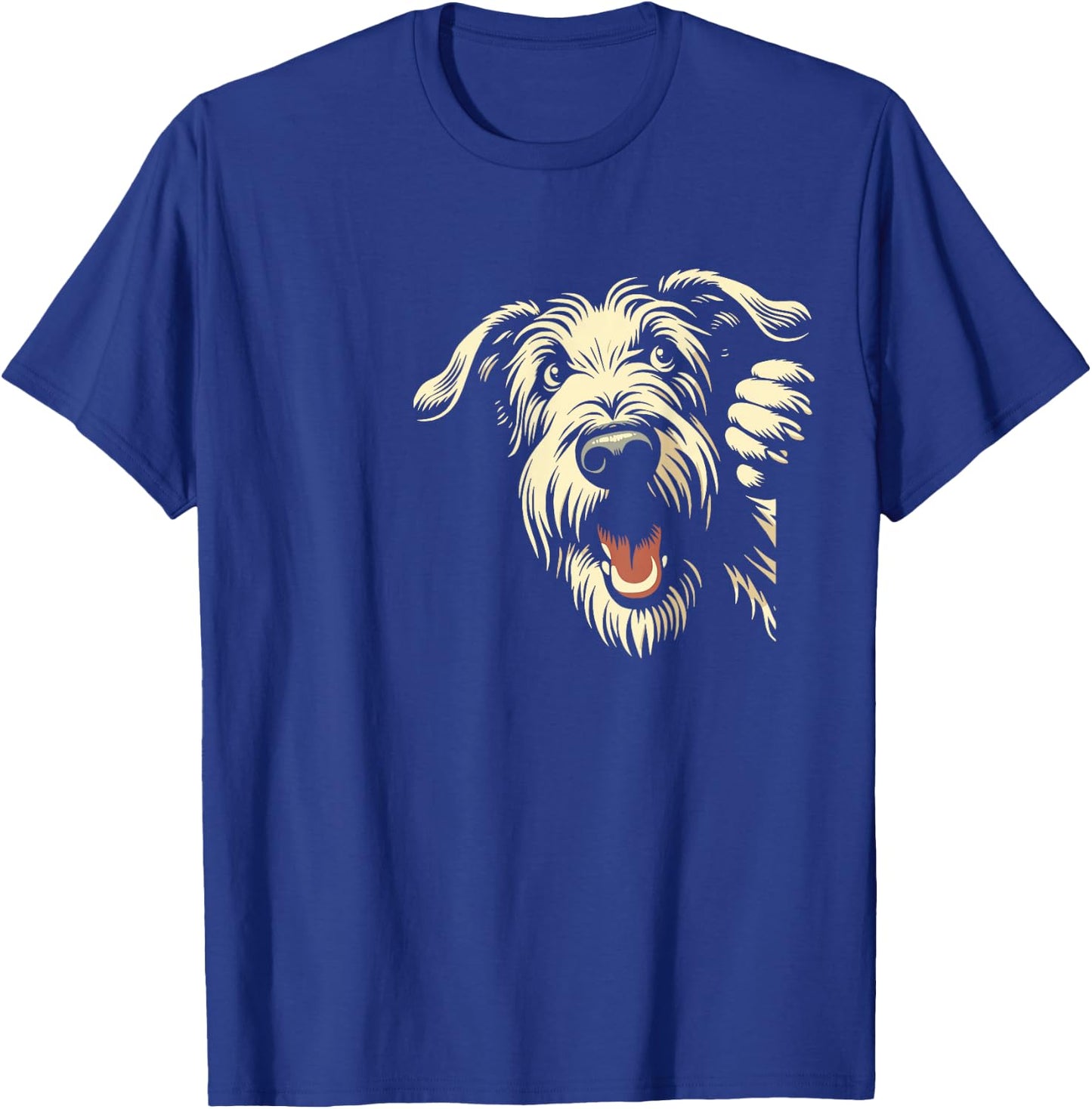 Funny Irish Wolfhound Peeking Dog Graphic Design T-Shirt - T-Shirt | Royal
