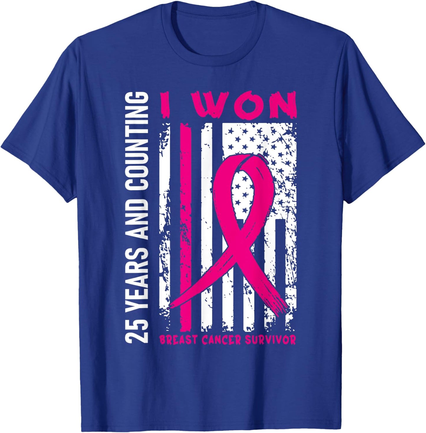 I Won Breast Cancer Survivor 25 Year Anniversary Counting T-Shirt - T-Shirt | Royal