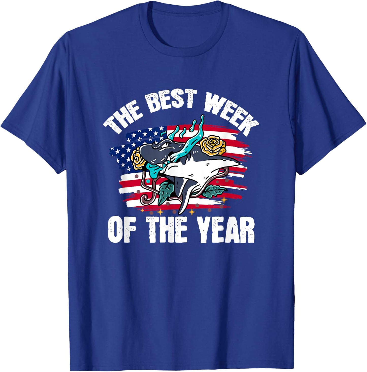 Vintage USA It's The Best Week Of The Year Shark T-Shirt - T-Shirt | Royal