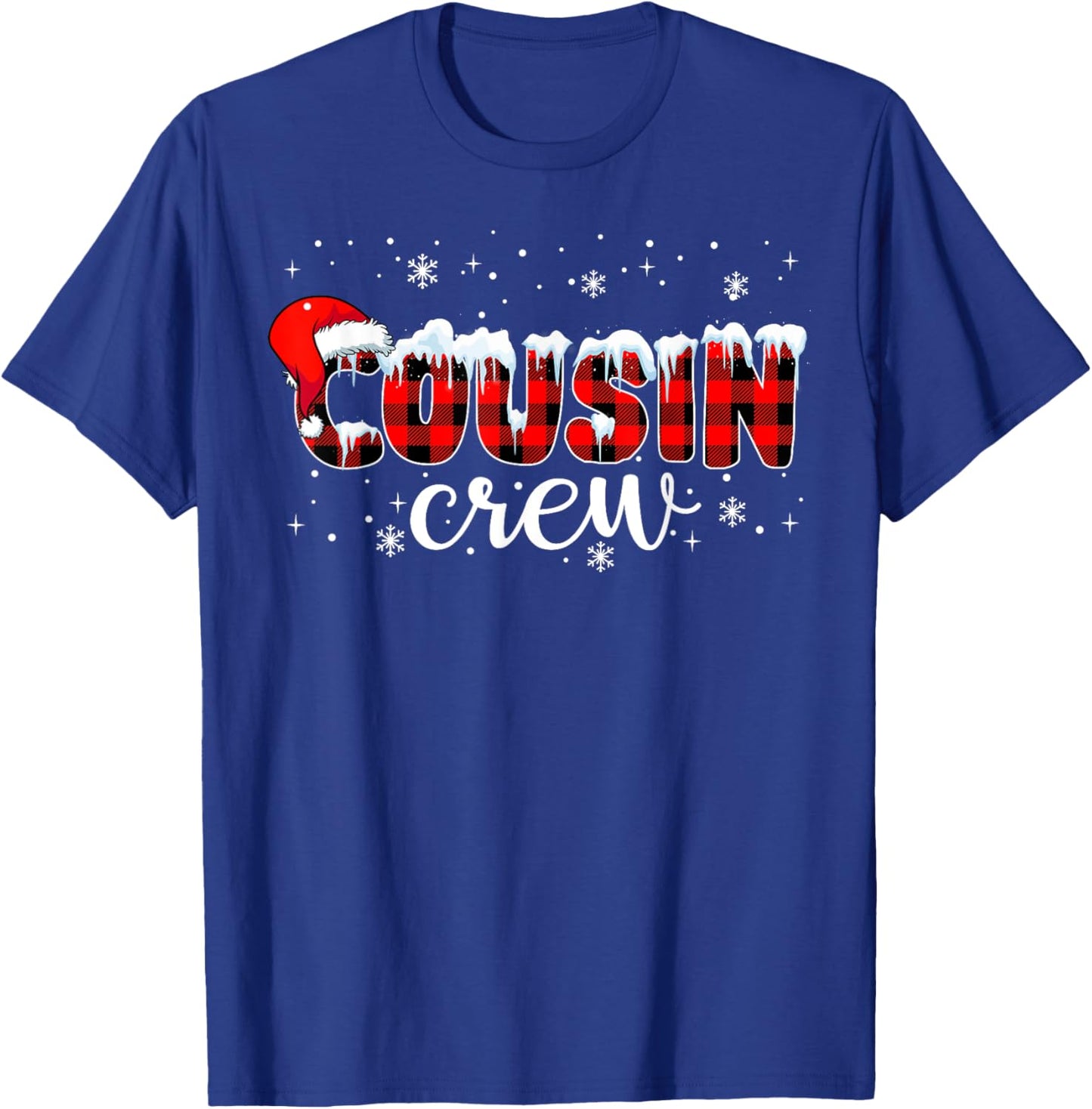 Cousin Crew Plaid Buffalo Merry Christmas Xmas Santa Pajamas T-Shirt - T-Shirt | Royal