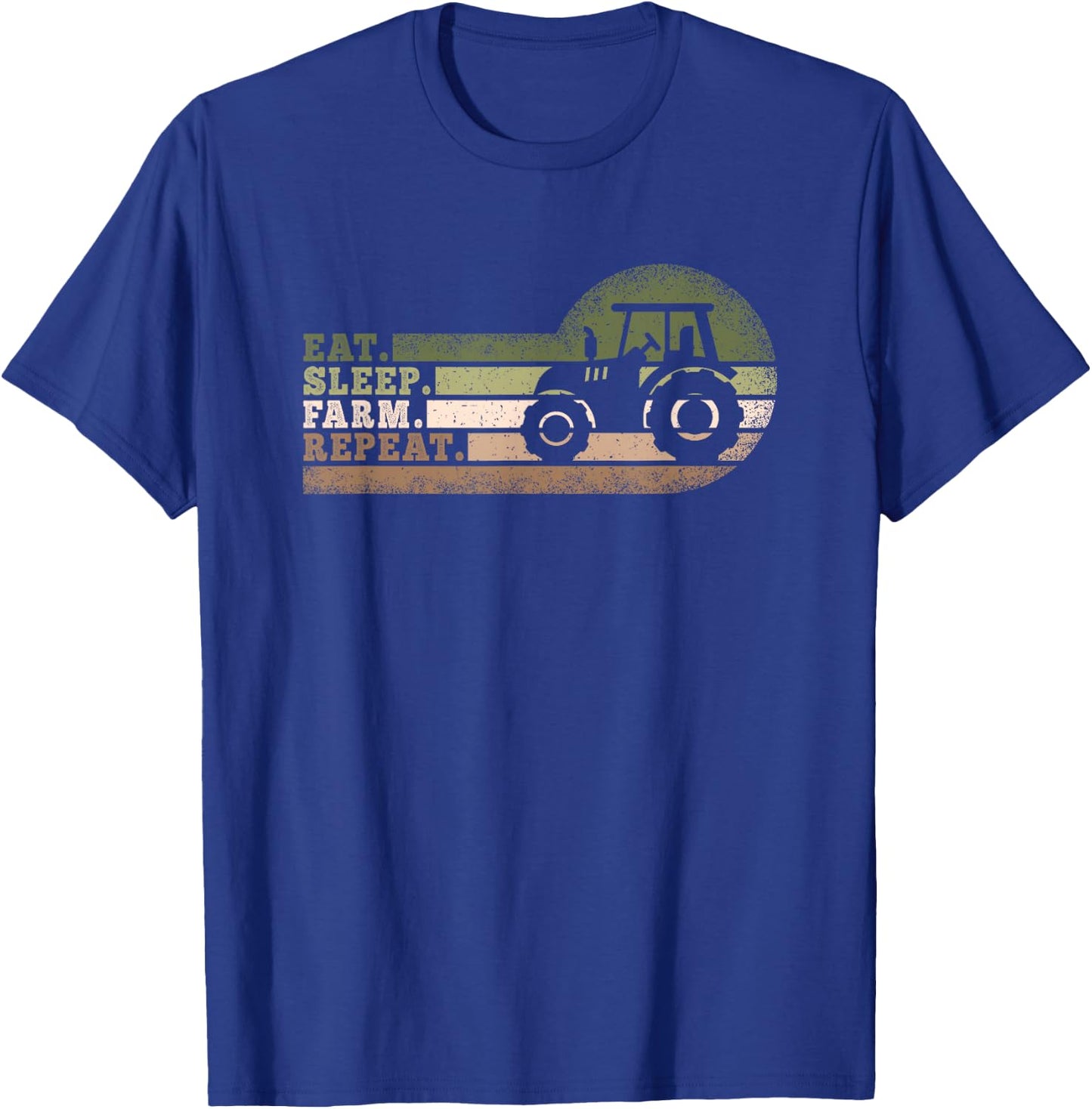 Eat Sleep Farm Repeat Tractor Funny Farming Men Women Kids T-Shirt - T-Shirt | Royal