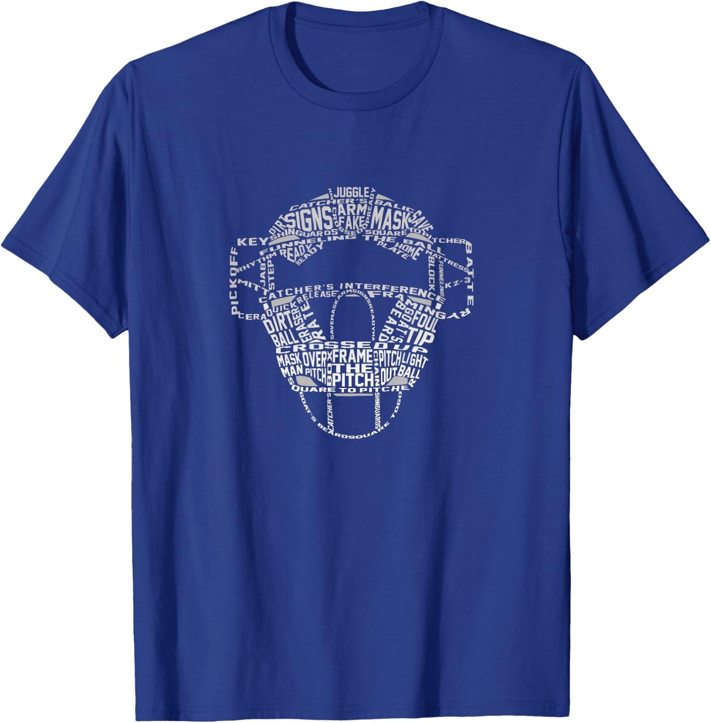 Typography Baseball Catcher Mask T-Shirt - T-Shirt | Royal