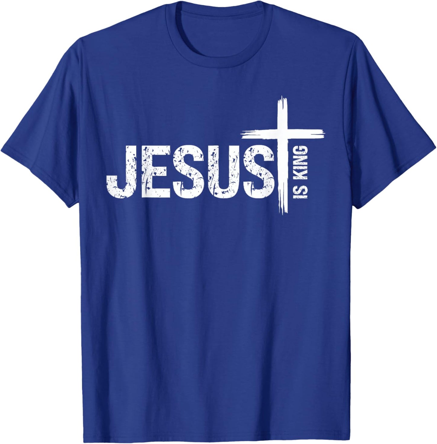Christian Cross God Loves You Religious Jesus is King T-Shirt - T-Shirt | Royal