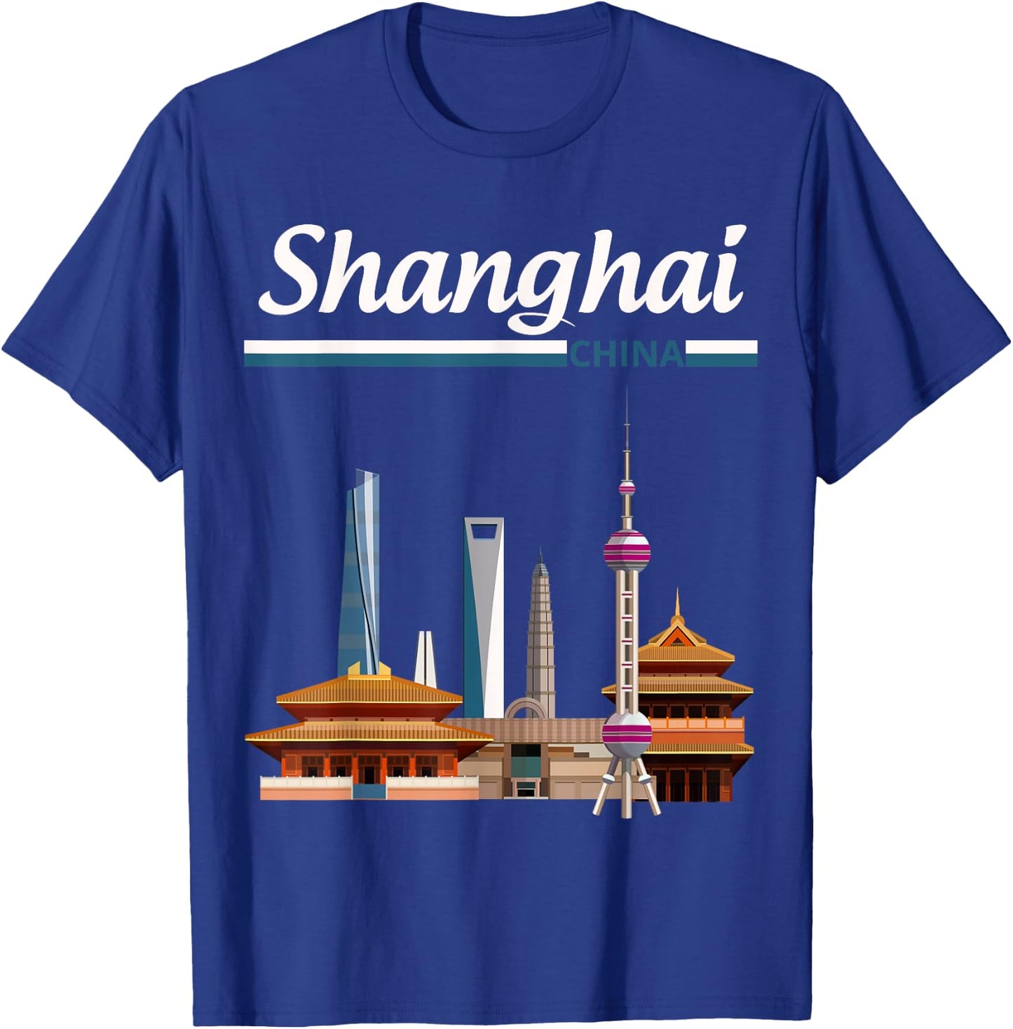 Shanghai city skyline with the Pearl Tower, Shanghai Tower T-Shirt - T-Shirt | Royal