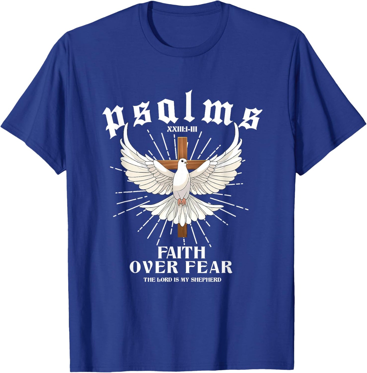 Vintage Faith Over Fear Bible Verse Aesthetic Christian T-Shirt - T-Shirt | Royal
