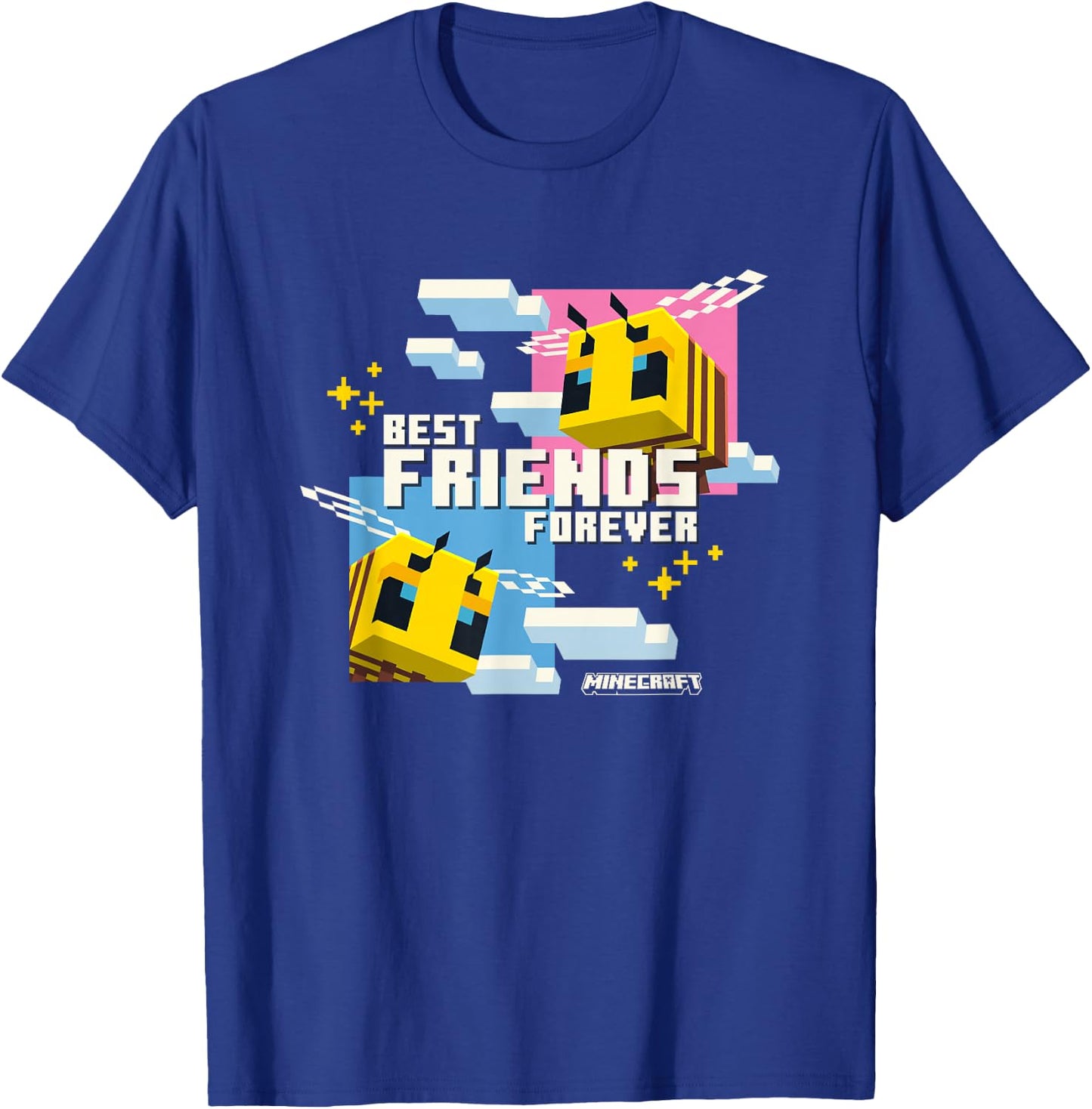 Minecraft Best Friends Forever Bees Flying Pink & Blue T-Shirt - T-Shirt | Royal