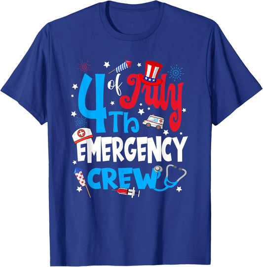 4th Of July Emergency Crew Emergency Nurse Fireworks Men T-Shirt - T-Shirt | Royal