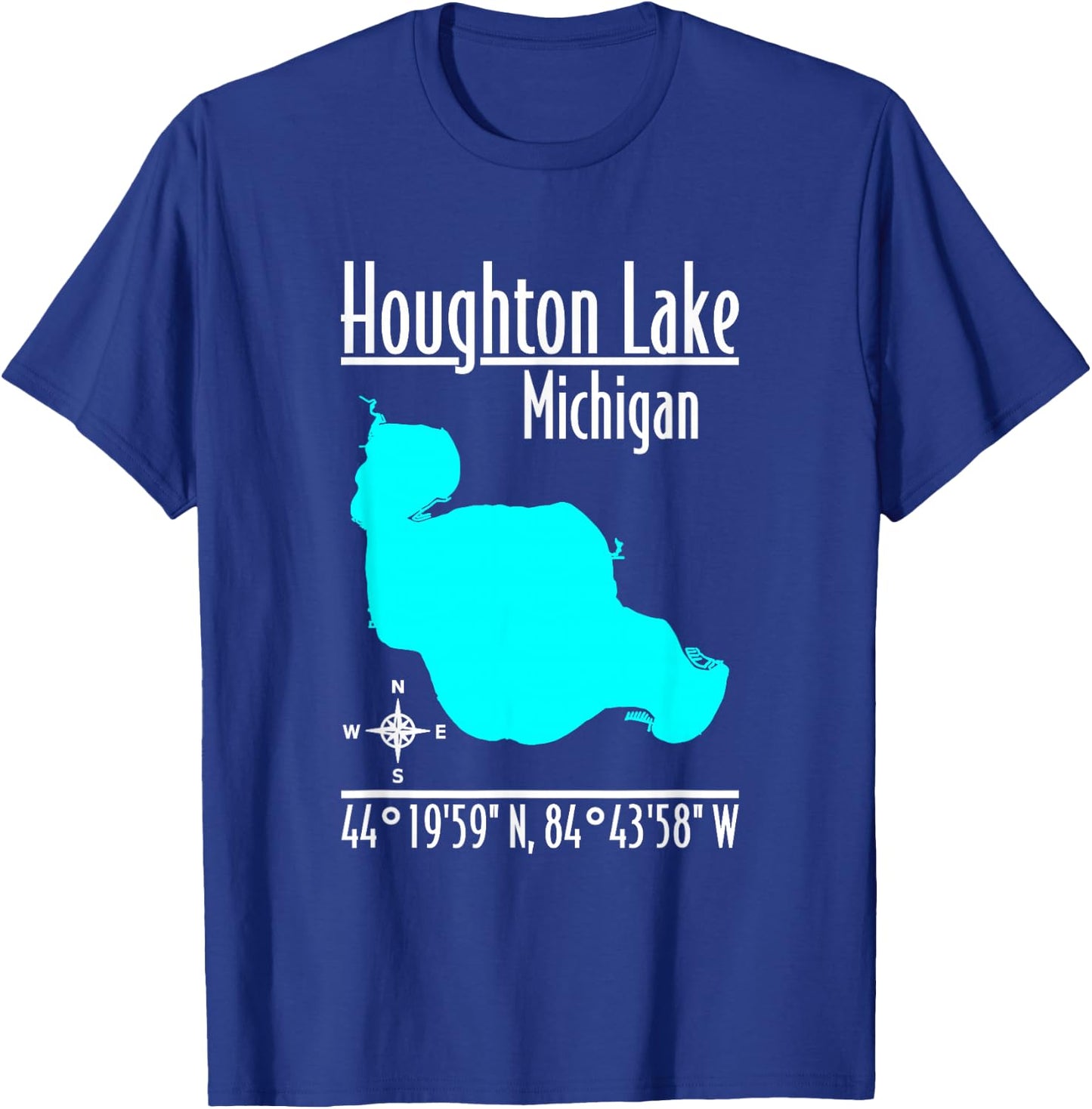 Modern Houghton Lake - Michigan T-Shirt - T-Shirt | Royal
