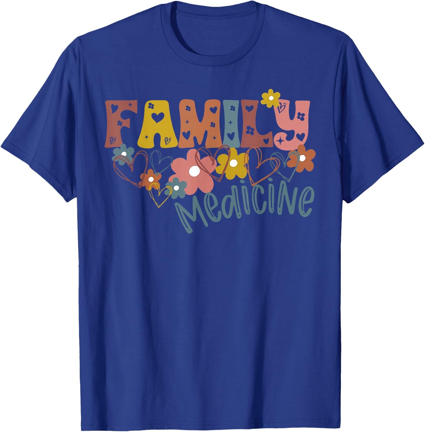 Floral Retro Family Medicine Health Clinic Office Staff T-Shirt - T-Shirt | Royal