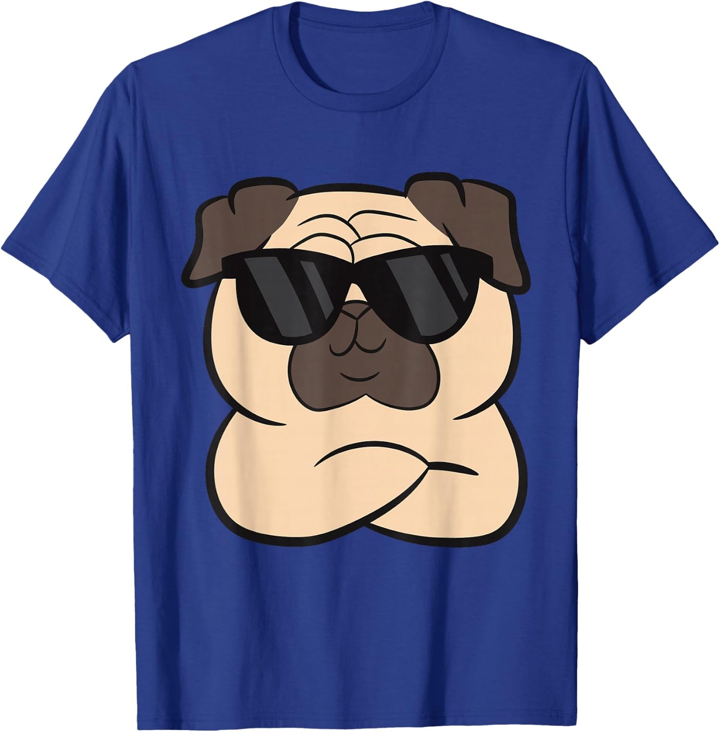 Pug With Sunglasses Cute Pug Dog T-Shirt - T-Shirt | Royal