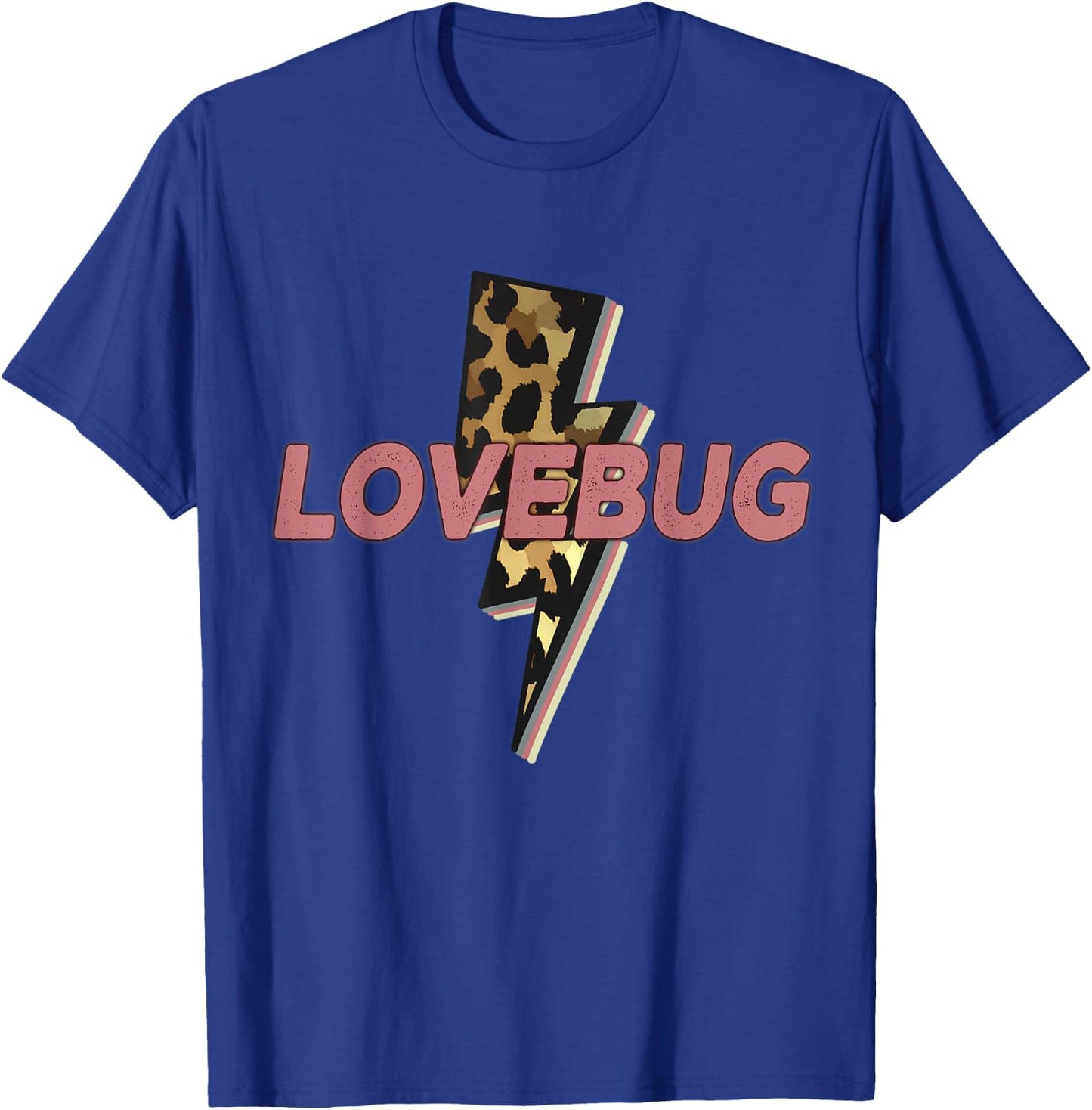Lovebug Leopard Wife Gf Bolt Thunder Vintage Distressed T-Shirt - T-Shirt | Royal