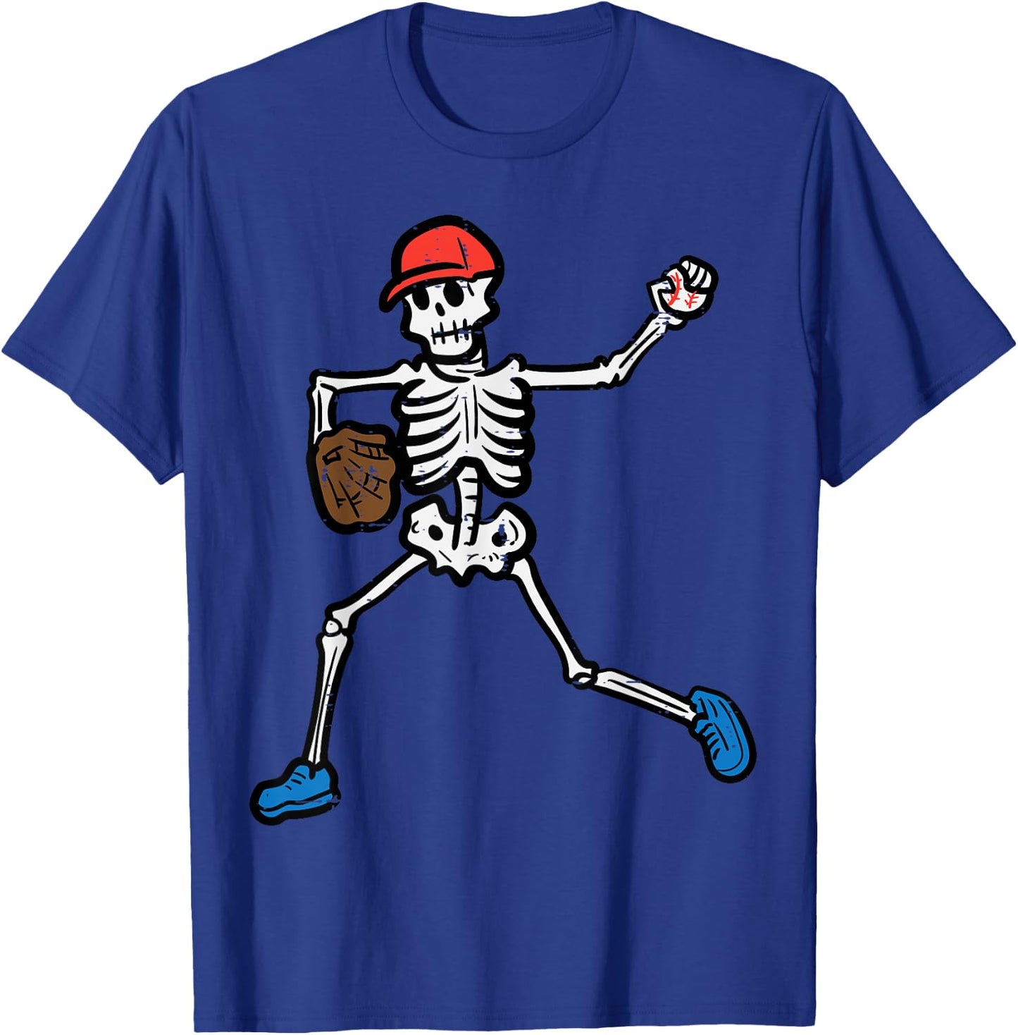 Halloween Baseball Pitcher Skeleton Costume Boys Kids Men T-Shirt - T-Shirt | Royal