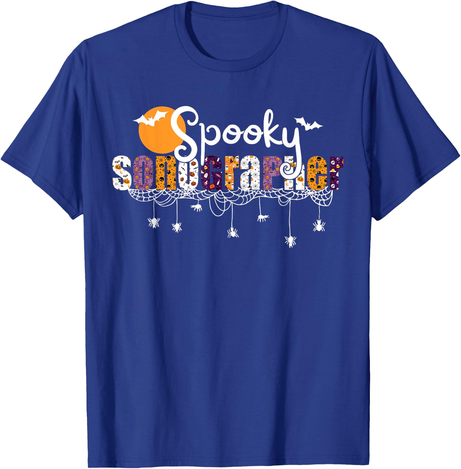 Retro Spooky Sonographer Halloween Ultrasound Technologist T-Shirt - T-Shirt | Royal
