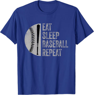 Eat Sleep Baseball Repeat Baseball Player Design T-Shirt - T-Shirt | Royal