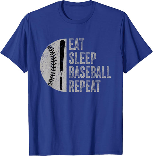 Eat Sleep Baseball Repeat Baseball Player Design T-Shirt - T-Shirt | Royal