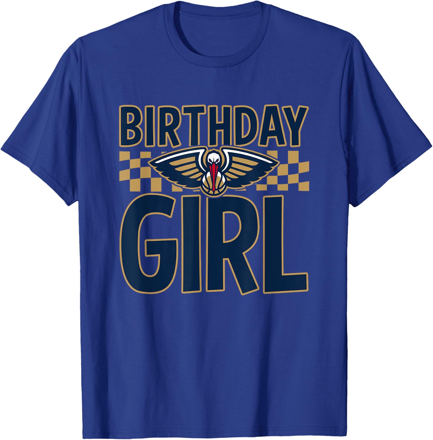 NBA New Orleans Pelicans Birthday Girl Checkered Logo T-Shirt - T-Shirt | Royal