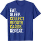 Eat Sleep Collect Sports Cards Repeat Funny Card Collector T-Shirt - T-Shirt | Royal