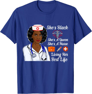 Black Nurse Afro Women Melanin Nurse Black History Month T-Shirt - T-Shirt | Royal