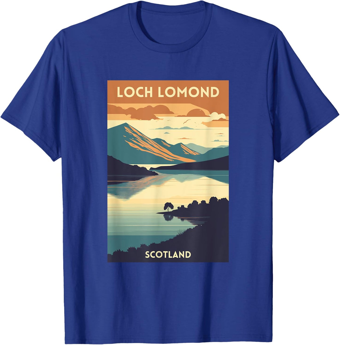 Loch Lomond Scotland Scottish Highlands UK Retro Travel T-Shirt - T-Shirt | Royal