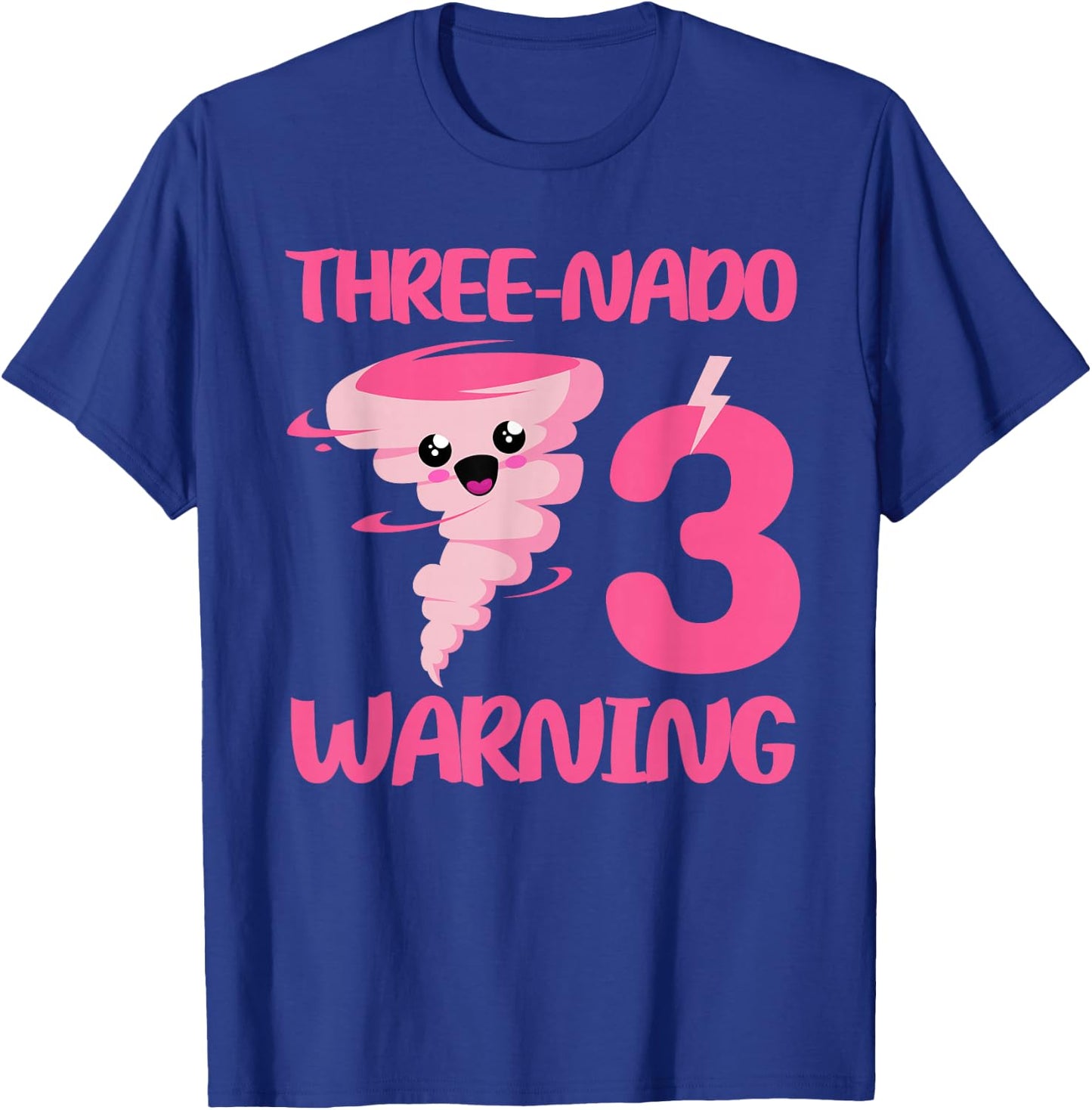 Kids Three-nado Warning 3rd Birthday Pink Tornado Birthday T-Shirt - T-Shirt | Royal