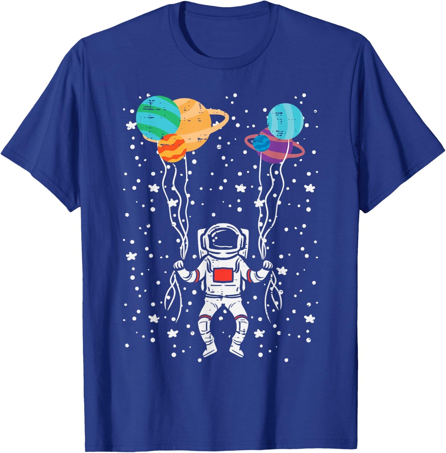 Spaceman Balloon Planets Astronaut Space Women Men Kids Teen T-Shirt - T-Shirt | Royal
