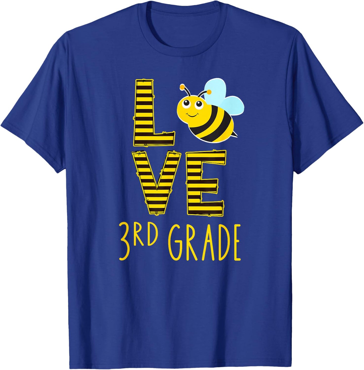 Love 3rd Grade Back To School Yellow Bee 3rd Grade Teacher T-Shirt - T-Shirt | Royal