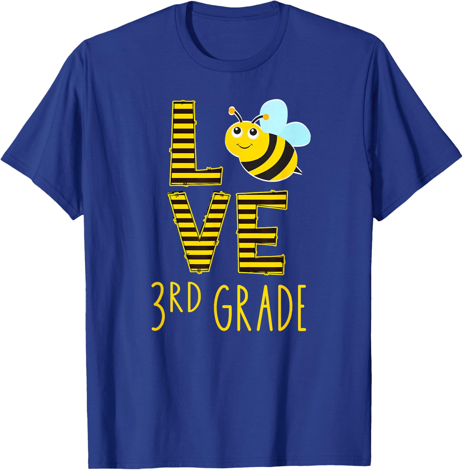 Love 3rd Grade Back To School Yellow Bee 3rd Grade Teacher T-Shirt - T-Shirt | Royal