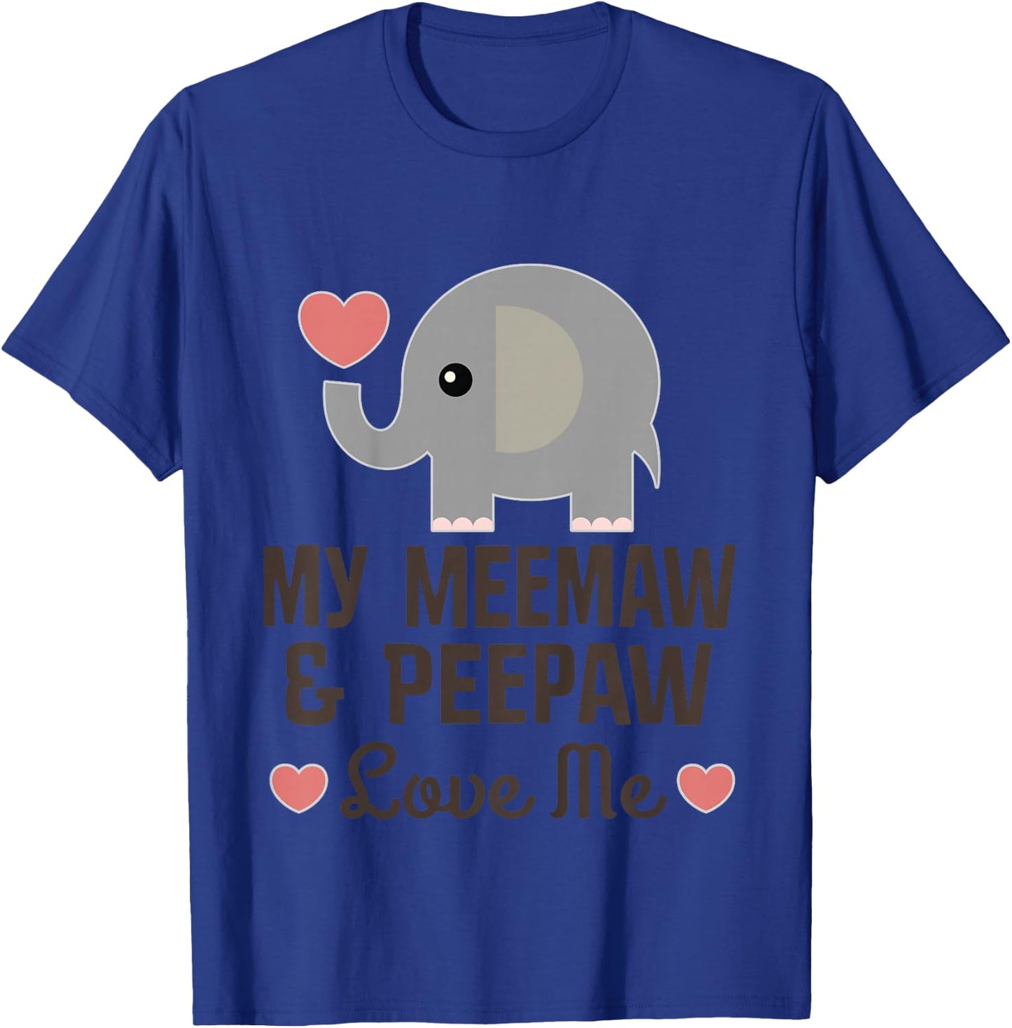 Kids My Meemaw and Peepaw Love Me Grandchild Elephant T-Shirt - T-Shirt | Royal