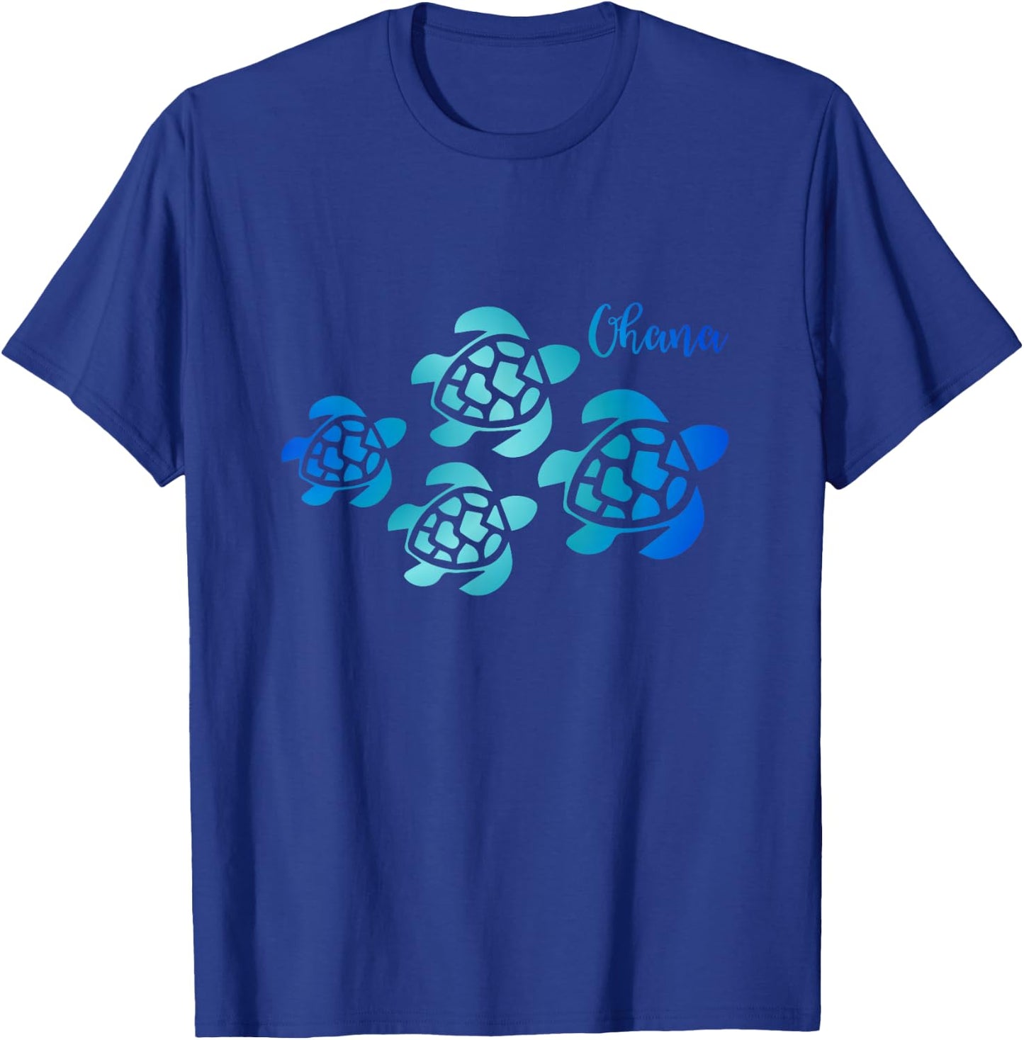 Ohana Sea Turtle Family Hawaii Vacation Tropical Hawaiian T-Shirt - T-Shirt | Royal