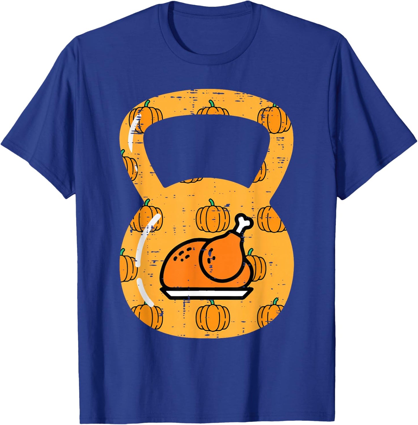 Thanksgiving Workout Kettlebell Fall Exercise Men Women Kids T-Shirt - T-Shirt | Royal