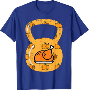 Thanksgiving Workout Kettlebell Fall Exercise Men Women Kids T-Shirt - T-Shirt | Royal