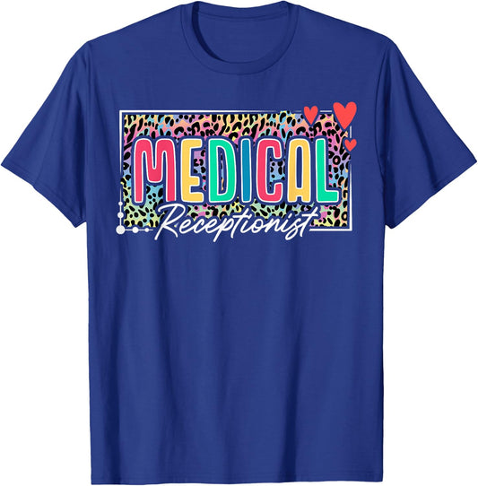 Medical Receptionist Heart Leopard T-Shirt - T-Shirt | Royal