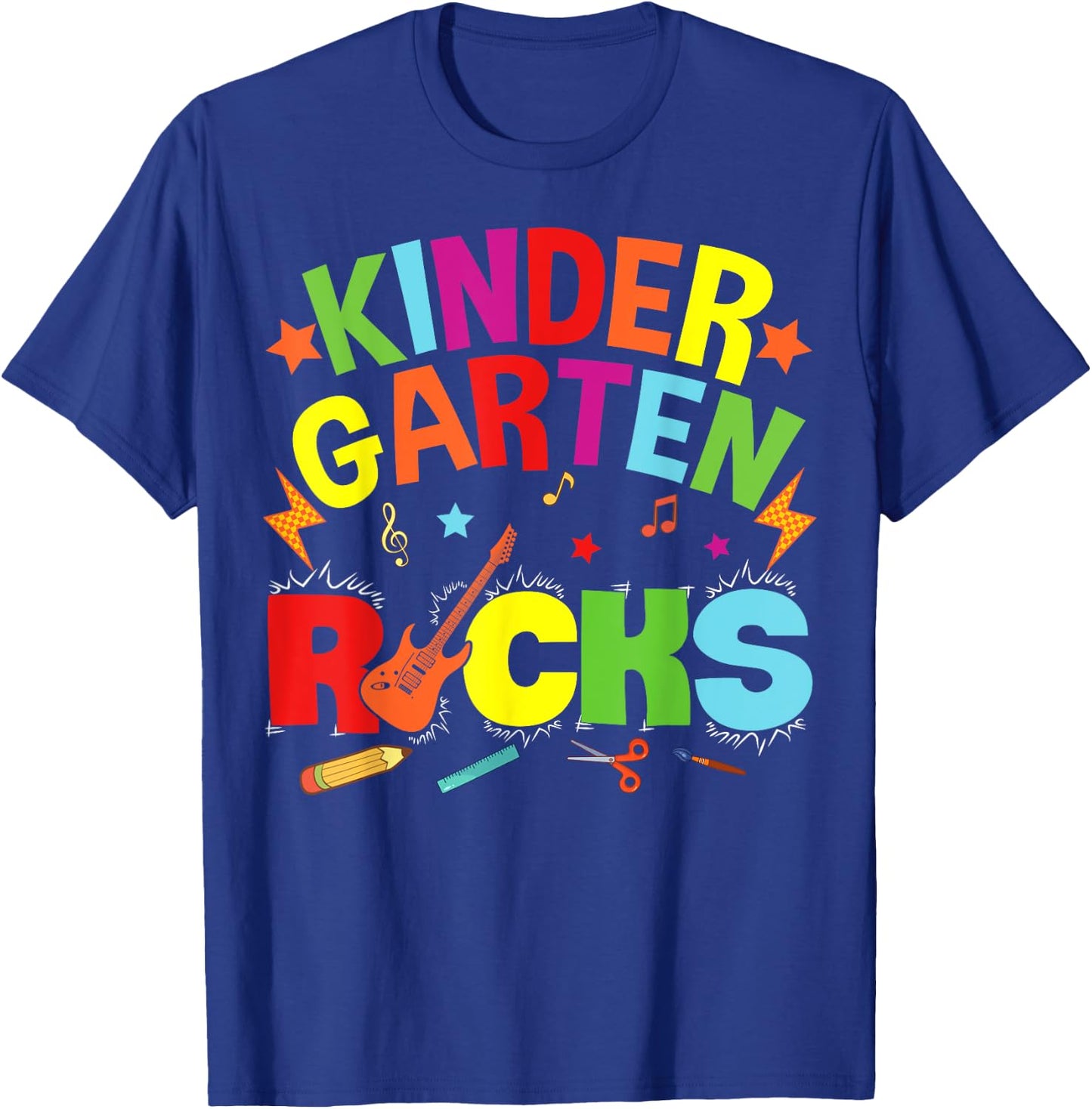Hello Kindergarten Rocks Teacher Team Vibes Rockstar T-Shirt - T-Shirt | Royal