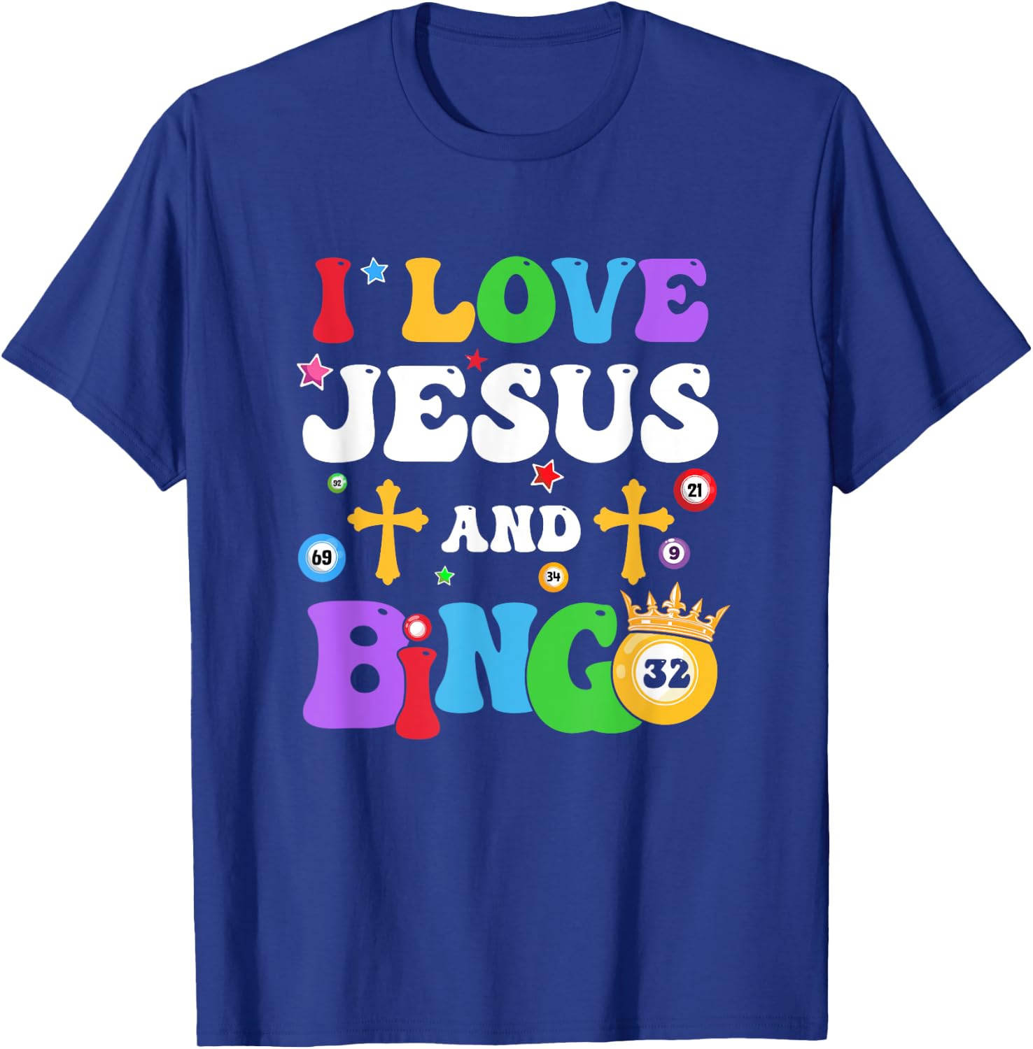 I Love Jesus And Bingo Christian Cross Board Games T-Shirt - T-Shirt | Royal