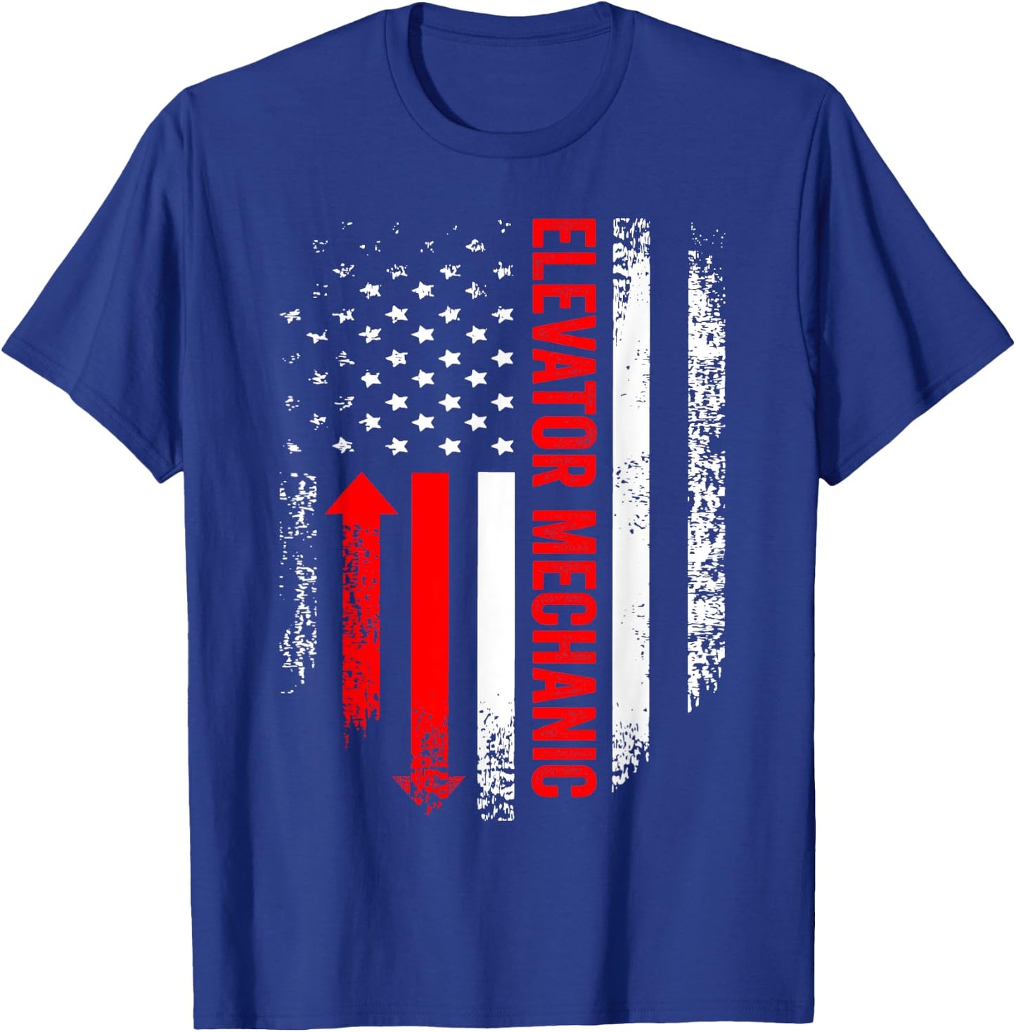 Elevator Mechanic USA Flag Repairman Technician T-Shirt - T-Shirt | Royal