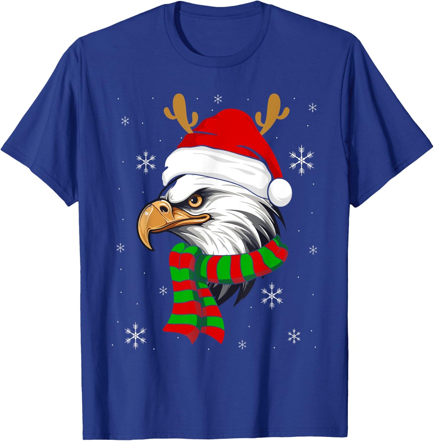 Christmas Eagle Patriotic Bald Eagle With Santa Hat Women Kids Men T-Shirt - T-Shirt | Royal
