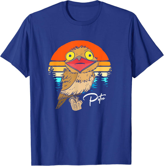 Retro Sunset Potoo Lover Potoo Bird Face T-Shirt - T-Shirt | Royal